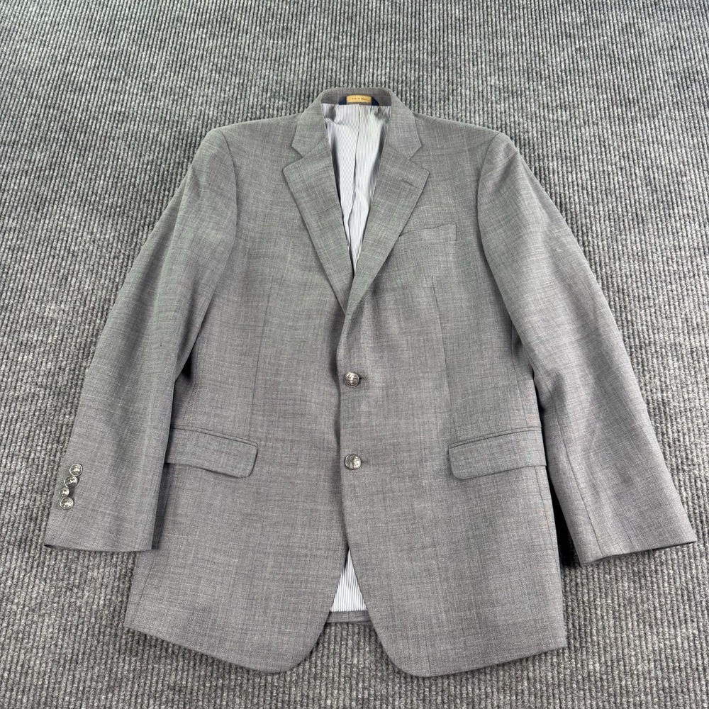 Brooks Brothers Suit Jacket 40R Gray Wool Regent Fit Explorer Silver Crest Logo